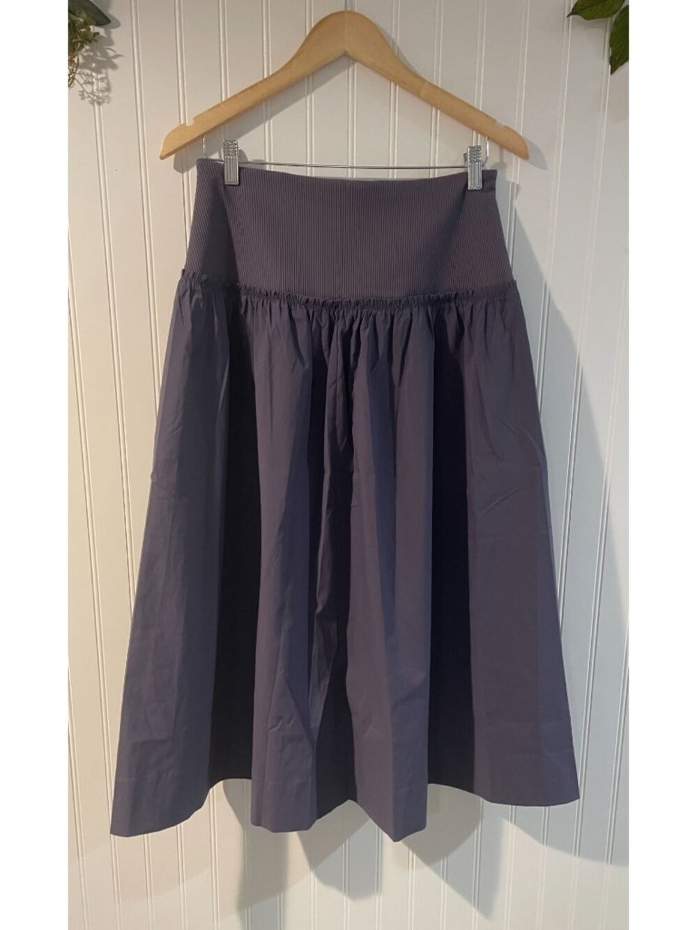 Athleta Purple High-Waisted Midi Skirt With Ribbed Waistband Size S